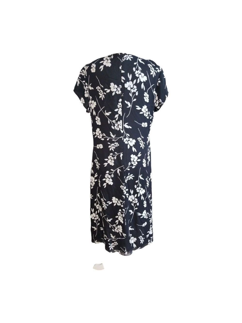 Casual Corner Midi Black and White Floral Dress Size 16 - Picture 4 of 8